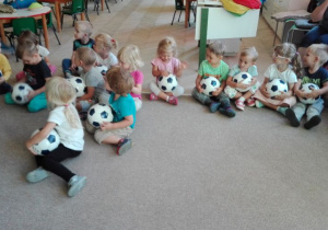 dzieci trzymają piłki